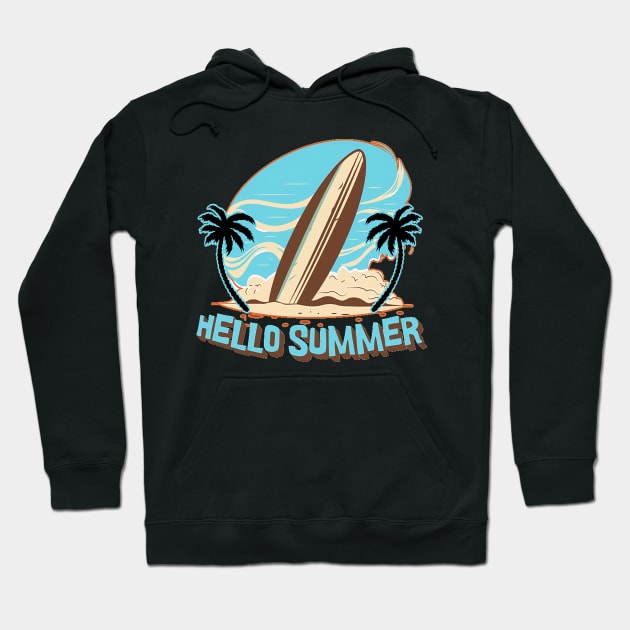 Hello Summer Bye School Vintage Funny Surfer Riding Surf Surfing Lover Gifts Hoodie by Customo